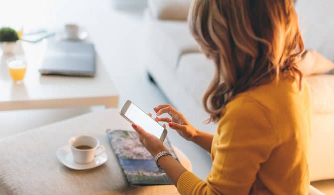 Woman looking at cell phone