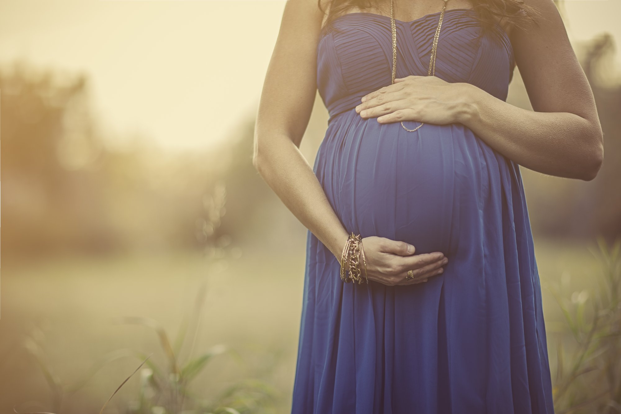 Close-up shot of pregnant woman's stomach
